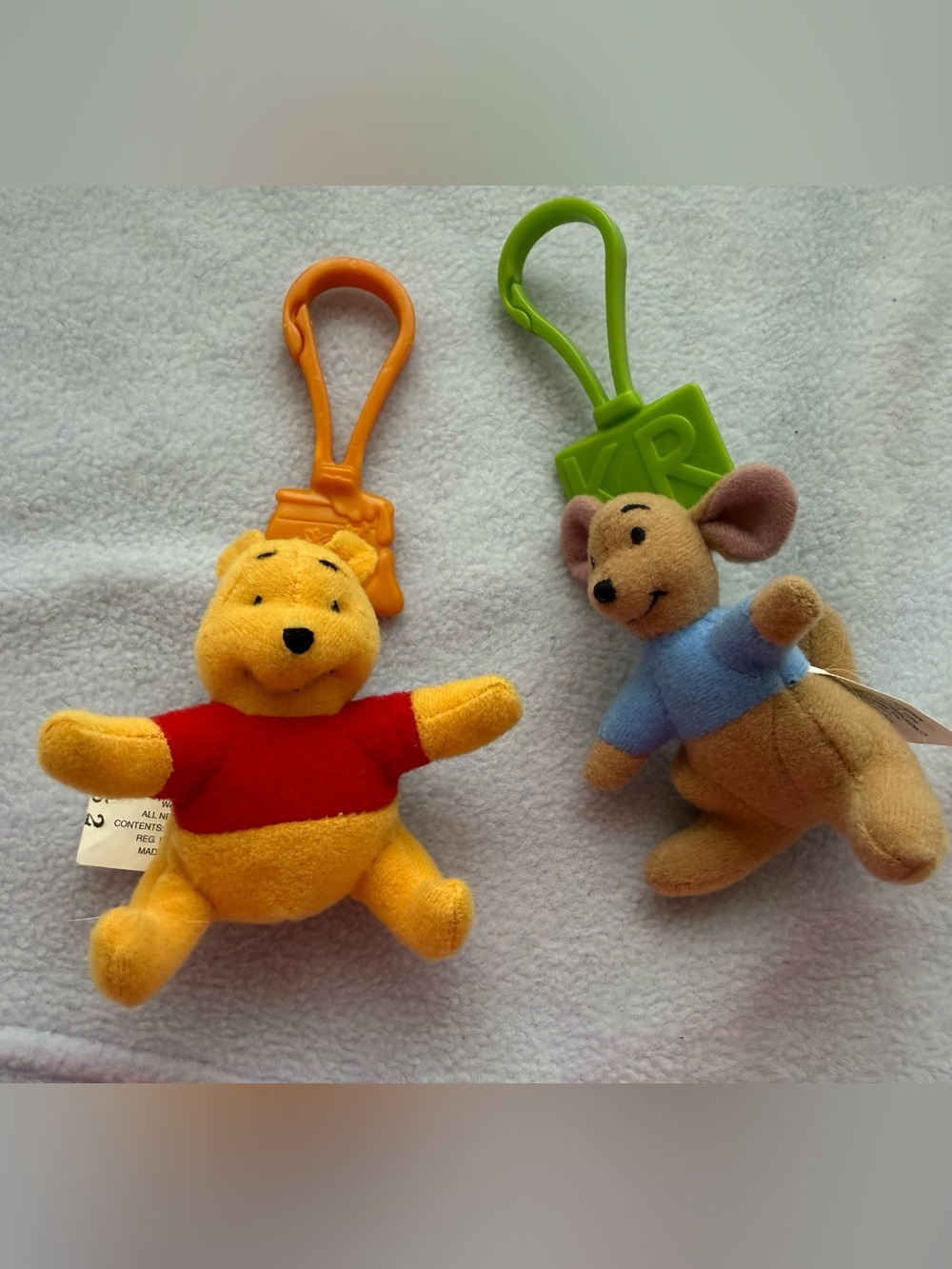 Disney Winnie the Pooh & Roo Plush Keychain Pair - Yellow, Red, Brown, Blue